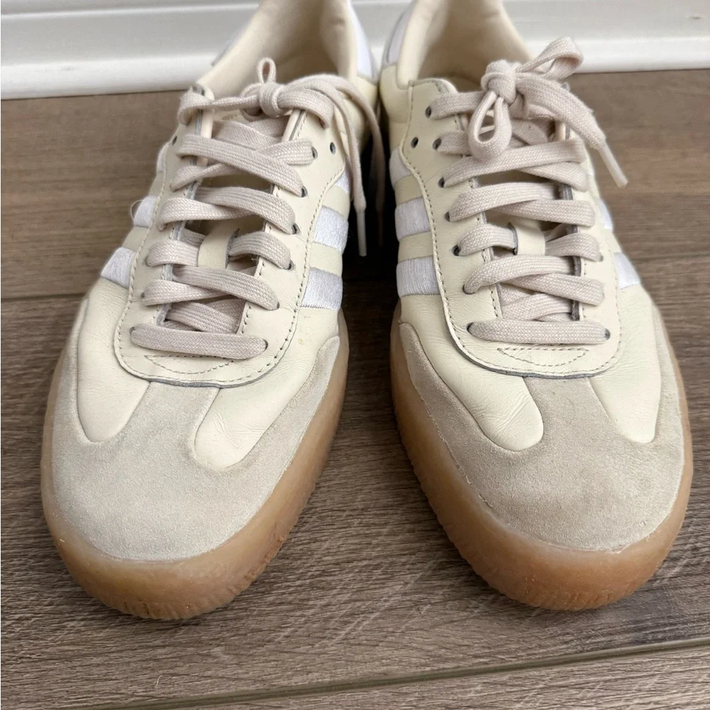 adidas Samba Cream & White Retro Suede Sneakers - Picture 4 of 8